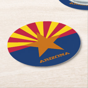 Arizona Flag & Arizona State USA feest/sport fans Ronde Kartonnen Onderzetter