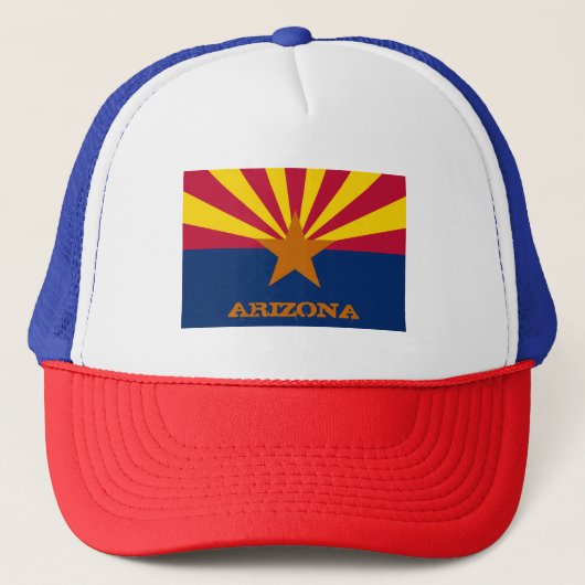 Arizona Flag & Arizona State USA mode/sport fan Trucker Pet (Voorkant)