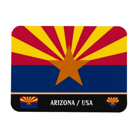 Arizona Flag & Arizona State USA/reis America Magneet (Horizontaal)