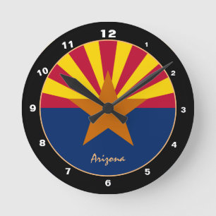Arizona Flag & Arizona trendy mode /design USA Ronde Klok