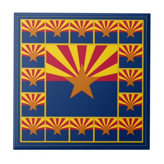 Arizona Flag Ceramic Tile / Patriots Decor USA Tegeltje (Voorkant)