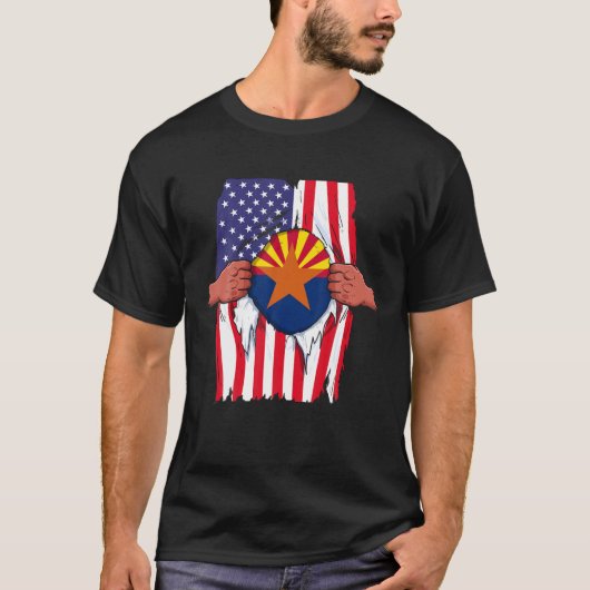 Arizona Flag Inside Me Home State Pride American G T-shirt (Voorkant)