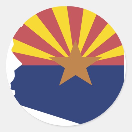 Arizona Flag Map Ronde Sticker (Voorkant)
