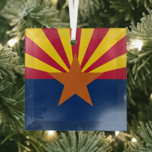 Arizona Flag: Ondergaande Zon van de Zon, de Koper Glas Ornament
