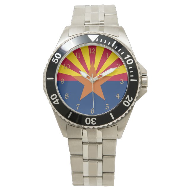 Arizona Flag: Ondergaande Zon van de Zon, de Koper Horloge (Voorkant)