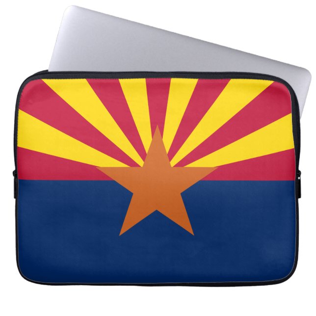 Arizona Flag: Ondergaande Zon van de Zon, de Koper Laptop Sleeve (Voorkant)