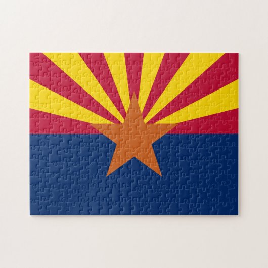 Arizona Flag: Ondergaande Zon van de Zon, de Koper Legpuzzel (Horizontaal)