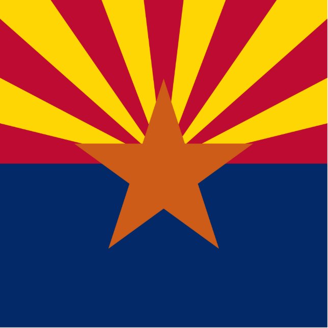 Arizona Flag: Ondergaande Zon van de Zon, de Koper Staand Fotobeeldje (Voorkant)