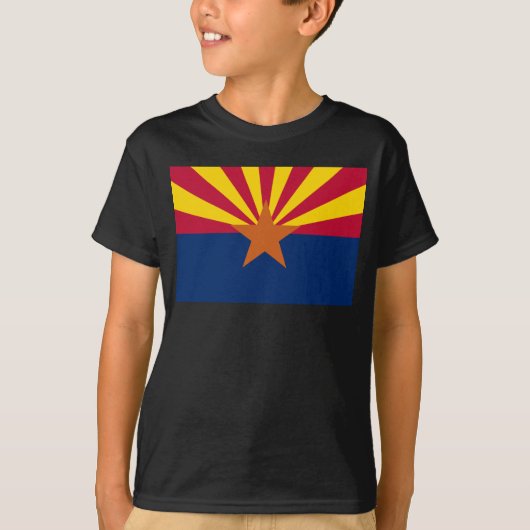 Arizona Flag: Ondergaande Zon van de Zon, de Koper T-shirt (Voorkant)