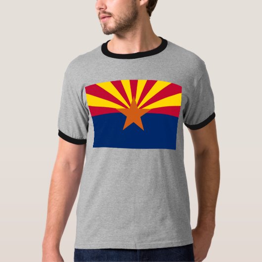 Arizona Flag: Ondergaande Zon van de Zon, de Koper T-shirt (Voorkant)