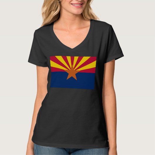 Arizona Flag: Ondergaande Zon van de Zon, de Koper T-shirt (Voorkant)