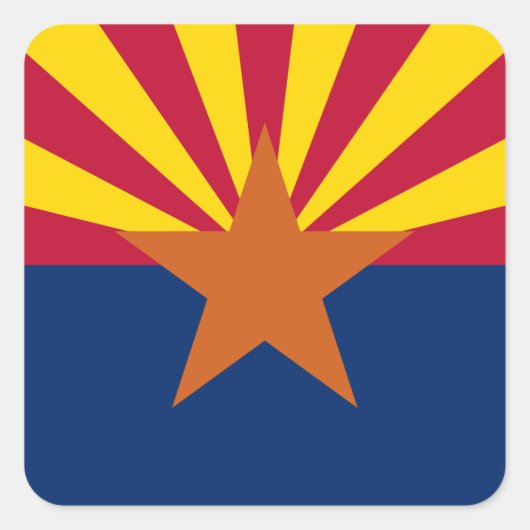 Arizona Flag: Ondergaande Zon van de Zon, de Koper Vierkante Sticker (Voorkant)