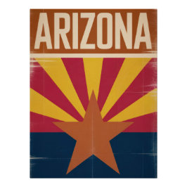 Arizona Flag Retro Style Art Print - Southwest  Perfect Poster