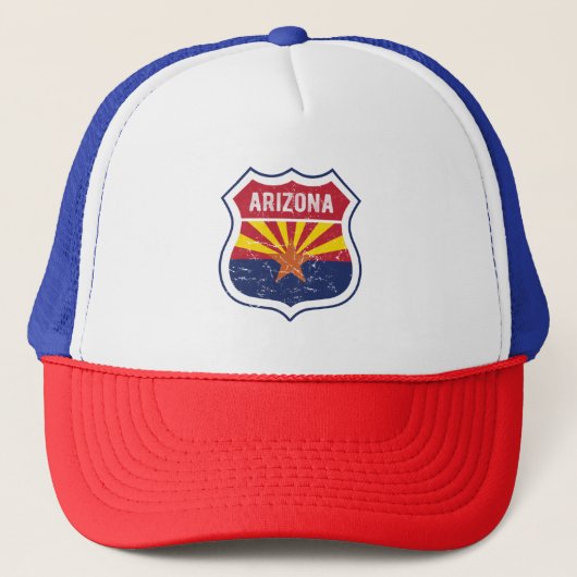 Arizona Flag Route 66 Poster Acrylprint Triptyc Trucker Pet (Voorkant)