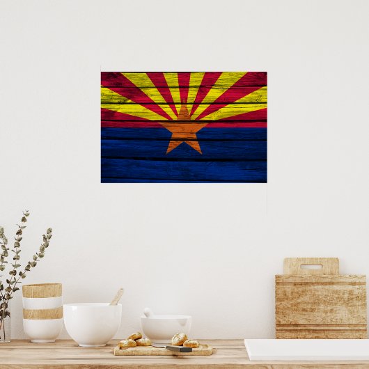 Arizona Flag Rustic Wood Poster (Keuken)