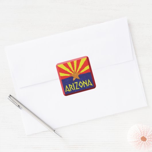 ARIZONA FLAG VIERKANTE STICKER (Envelop)
