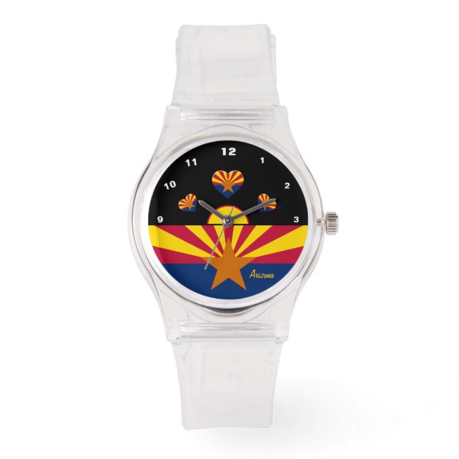 Arizona Flag Watch, Arizona mode, Verenigde Staten Horloge (Voorkant)