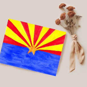 Arizona Flag Waterverf Art Briefkaart