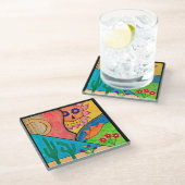 Arizona Folk Art Desert Cactus Mexico Glazen Onderzetter (Schuin)