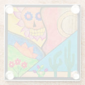 Arizona Folk Art Desert Cactus Mexico Glazen Onderzetter (Achterkant)