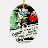 Arizona Fun-Time 1950s stijl Alien UFO Route 66 Keramisch Ornament (Voorkant)