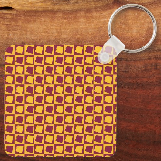 Arizona Geometric Maroon and Gold Pattern Sleutelhanger (Achterkant)
