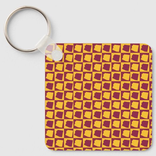 Arizona Geometrisch Maroon en Goud Patroon Sleutelhanger (Voorkant)