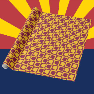 Arizona Geometrische Pop Art Wijnrood en Goud Patr Cadeaupapier