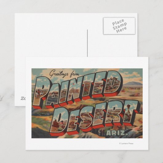Arizona - Geschilderde woestijn - Grote lettertjes Briefkaart (Voorkant / Achterkant)