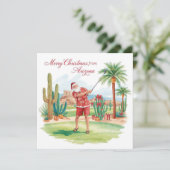 Arizona Golf Christmas in Arizona Santa Claus Feestdagenkaart (Staand voorkant)