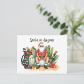 Arizona Golf in Desert Christmas Cactus Santa  Feestdagenkaart (Staand voorkant)