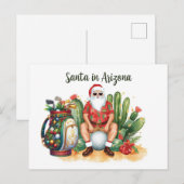 Arizona Golf in Desert Christmas Cactus Santa  Feestdagenkaart (Voorkant / Achterkant)