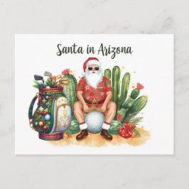Arizona Golf in Desert Christmas Cactus Santa  Feestdagenkaart