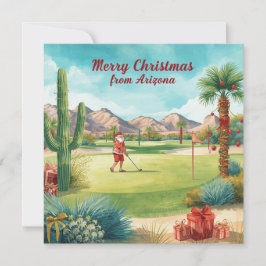 Arizona Golf Kerstmis in Arizona Kerstman Feestdagenkaart