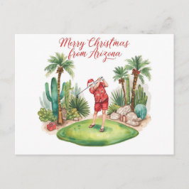 Arizona Golf Kerstmis in Arizona Kerstman Feestdagenkaart