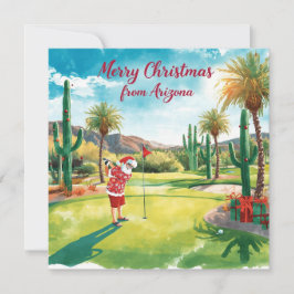 Arizona Golf Kerstmis in Arizona Kerstman Feestdagenkaart