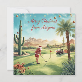 Arizona Golf Kerstmis in Arizona Kerstman Feestdagenkaart