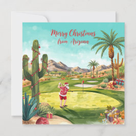 Arizona Golf Kerstmis in Arizona Kerstman Feestdagenkaart