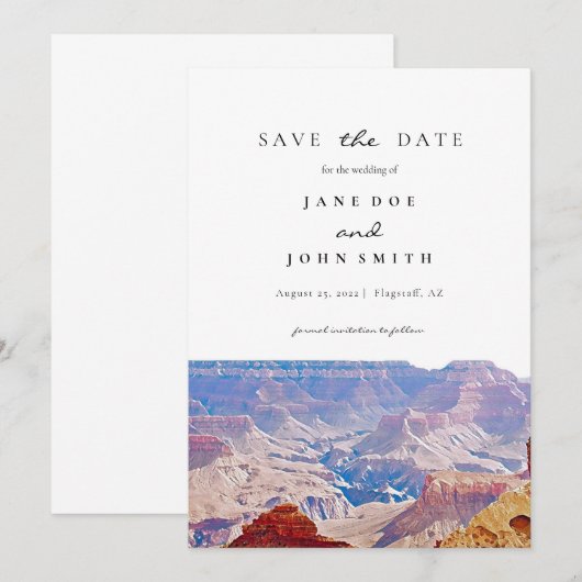 Arizona Grand Canyon slaat de datum op Save The Date (Voorkant / Achterkant)