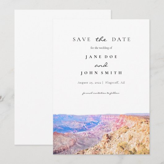 Arizona Grand Canyon slaat de datum op Save The Date (Voorkant / Achterkant)