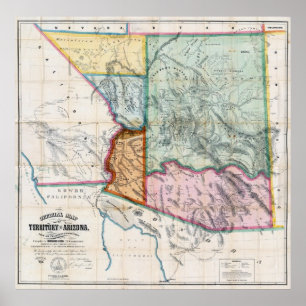 ARIZONA GRONDGEBIED MAP 1865 POSTER