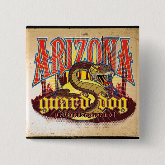 Arizona Guard Dog Snake Vierkante Button 5,1 Cm (Voorkant)