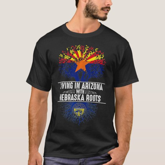 Arizona Home Nebraska Roots State Tree Flag Love G T-shirt (Voorkant)