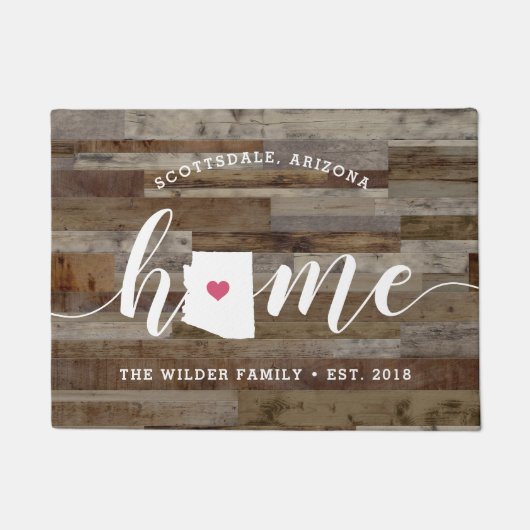 Arizona Home State Personalized Wood Kijk uit Deurmat (Voorkant)