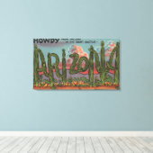 Arizona - Howdy van Arizona in Cactus Font Canvas Afdruk (Insitu (Houten vloer))