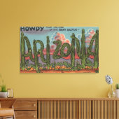 Arizona - Howdy van Arizona in Cactus Font Canvas Afdruk (Insitu (Woonkamer))