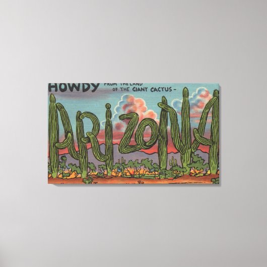 Arizona - Howdy van Arizona in Cactus Font Canvas Afdruk (Voorkant)