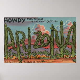 Arizona - Howdy van Arizona in Cactus Font Poster
