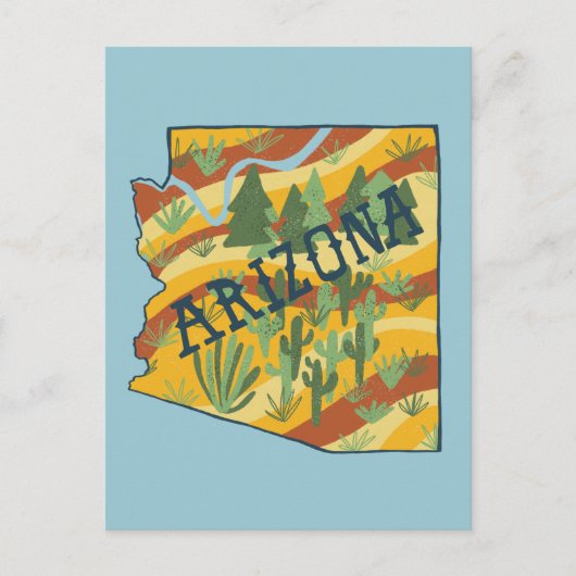 Arizona Illustrated Map Briefkaart (Voorkant)