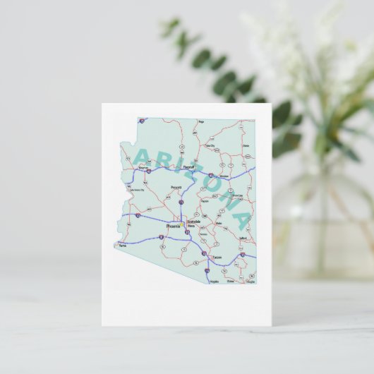 Arizona Interstate Map Briefkaart (Staand voorkant)